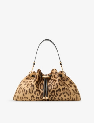 Cinch leopard-print medium suede shoulder bag | Selfridges