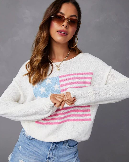 Land Of The Free Flag Sweater | VICI Collection