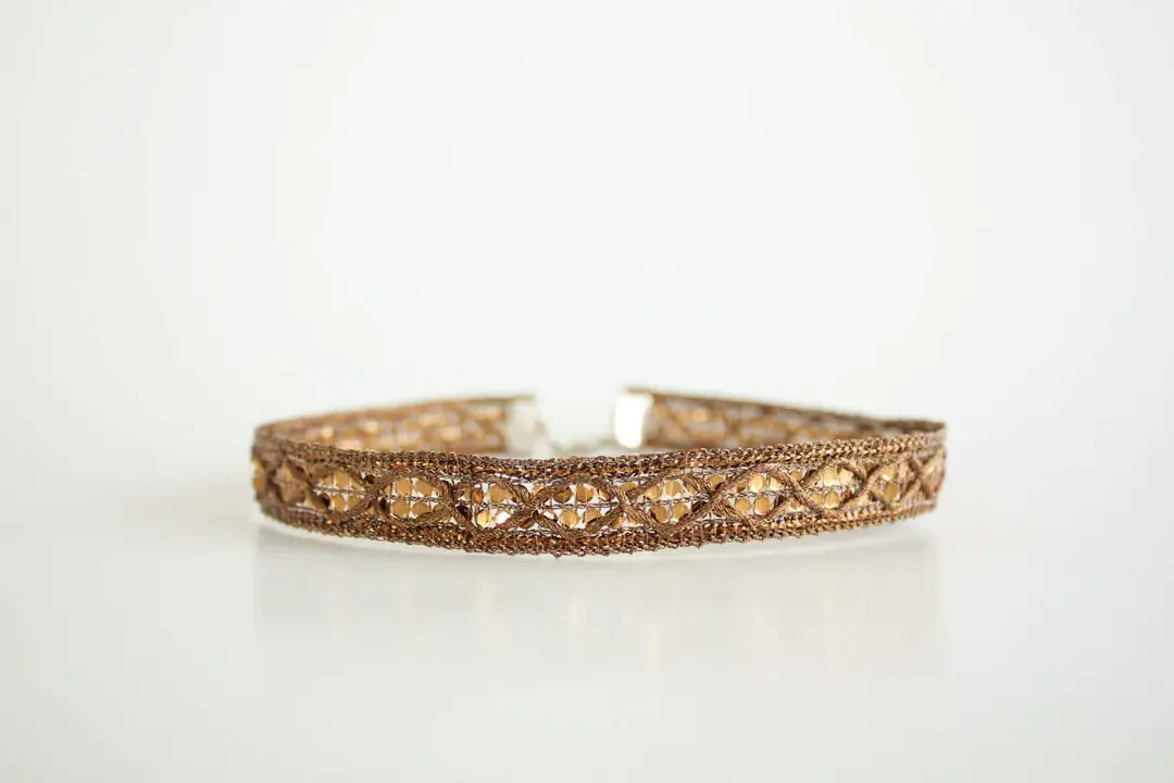 Kaite Delicate Shimmer Thin Chocolate Brown Ribbon Choker Necklace Layering Stack Stacking - Etsy | Etsy (US)