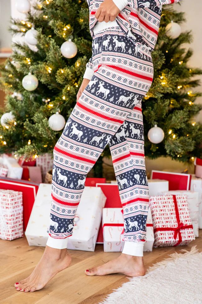 Holly And Jolly Charcoal Christmas Print Pajama Joggers | Pink Lily