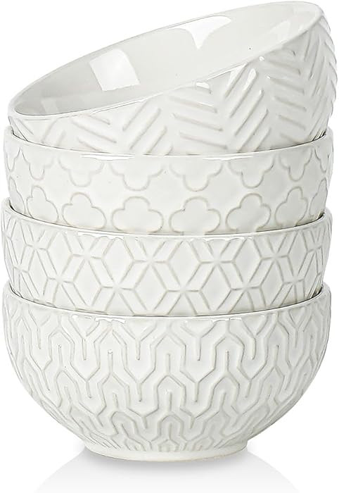 Sureasy Ceramic Ice Cream Bowls Set of 4-12 oz White Small Dessert Bowls for Kitchen, Perfect for... | Amazon (US)