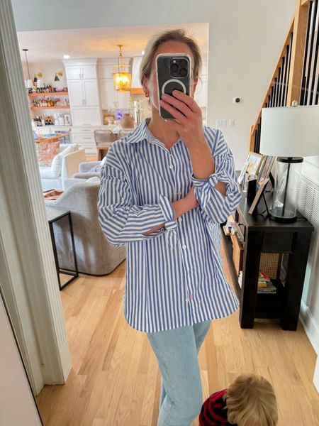 Love this Lilly pulitzer blue stripe button-down top button down shirt classic style, elegant style, casual outfits, Mom style Mom fashion

#LTKfindsunder50 #LTKfindsunder100 #LTKover40