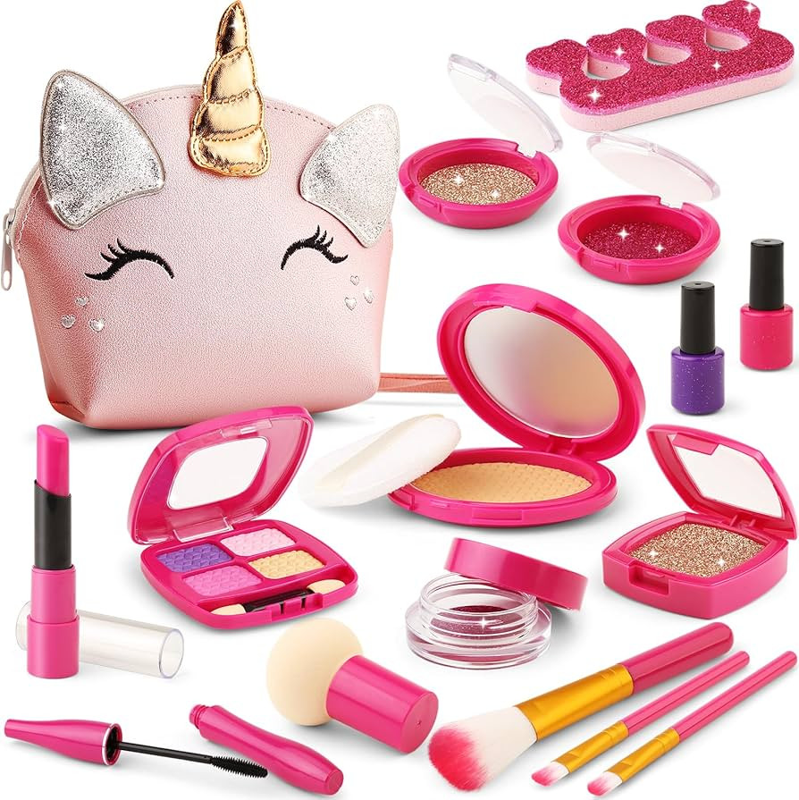 Pretend Makeup Kit for Toddlers Girls, Play Makeup Set for Kids 3-5, Unicorn Toy Purse with Fake ... | Amazon (US)