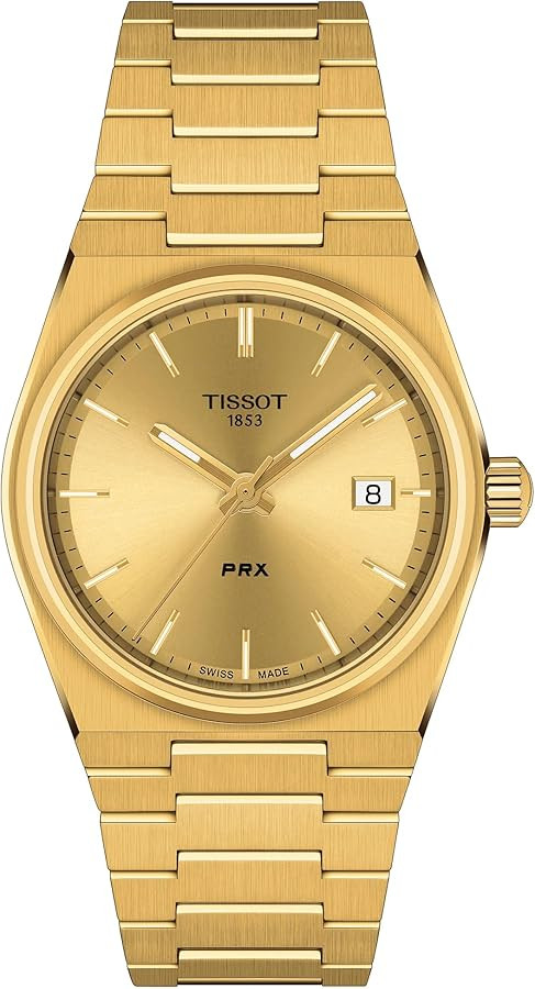 Tissot Unisex PRX 35mm 316L Stainless Steel case with Yellow Gold PVD Coating Quartz Watch, Yello... | Amazon (US)