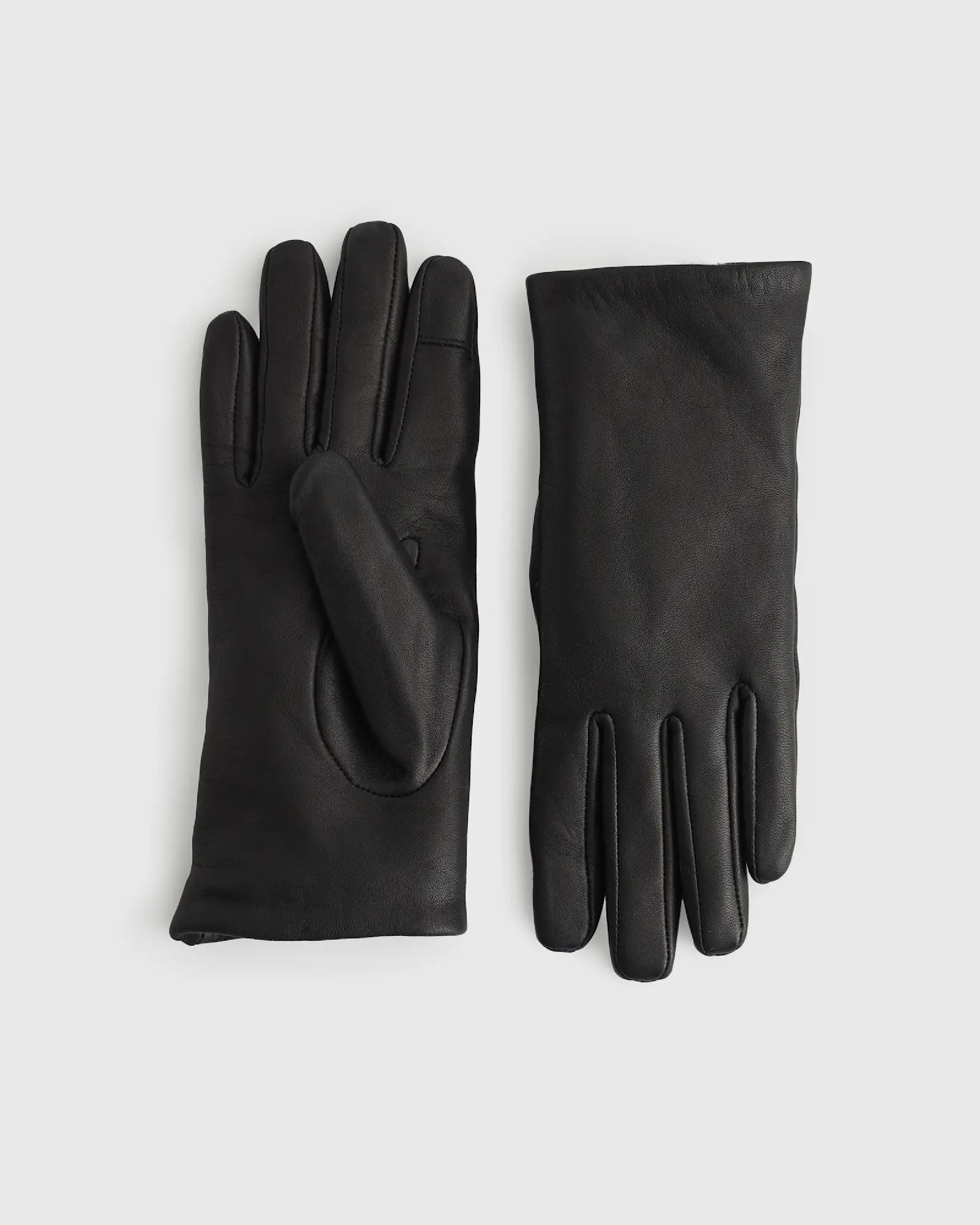 Women's Cashmere Lined Leather Gloves in Black | Quince