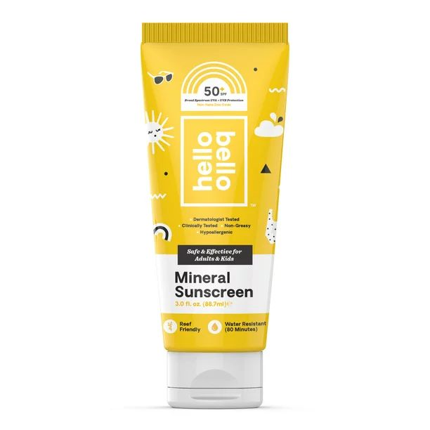 Hello Bello Mineral Sunscreen, SPF 50, 3 oz | Walmart (US)