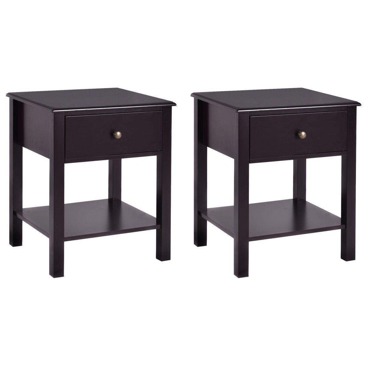 Costway 2 PCS Nightstand End Table Storage Display  Furniture Drawer Shelf Beside | Target