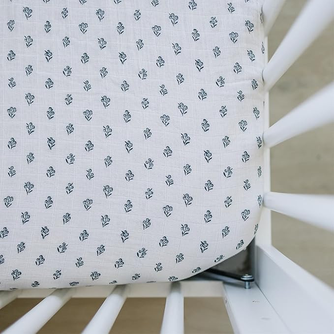 Cream Berry Muslin Crib Sheet by Mebie Baby, Soft and Breathable Bed Sheets for Babies, Modern Ne... | Amazon (US)