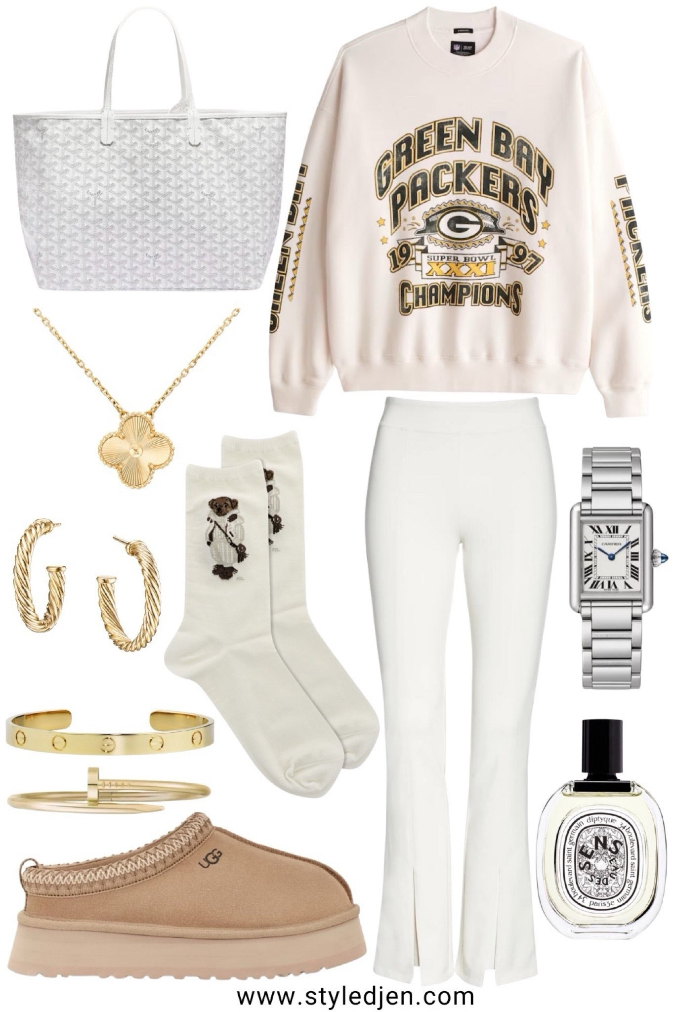 Fall cozy outfit - goyard St. Louis tote, ivory leggings, Ralph Lauren bear socks, Ugg tazz, Abercrombie sweatshirt 



#LTKFindsUnder100 #LTKSeasonal #LTKStyleTip