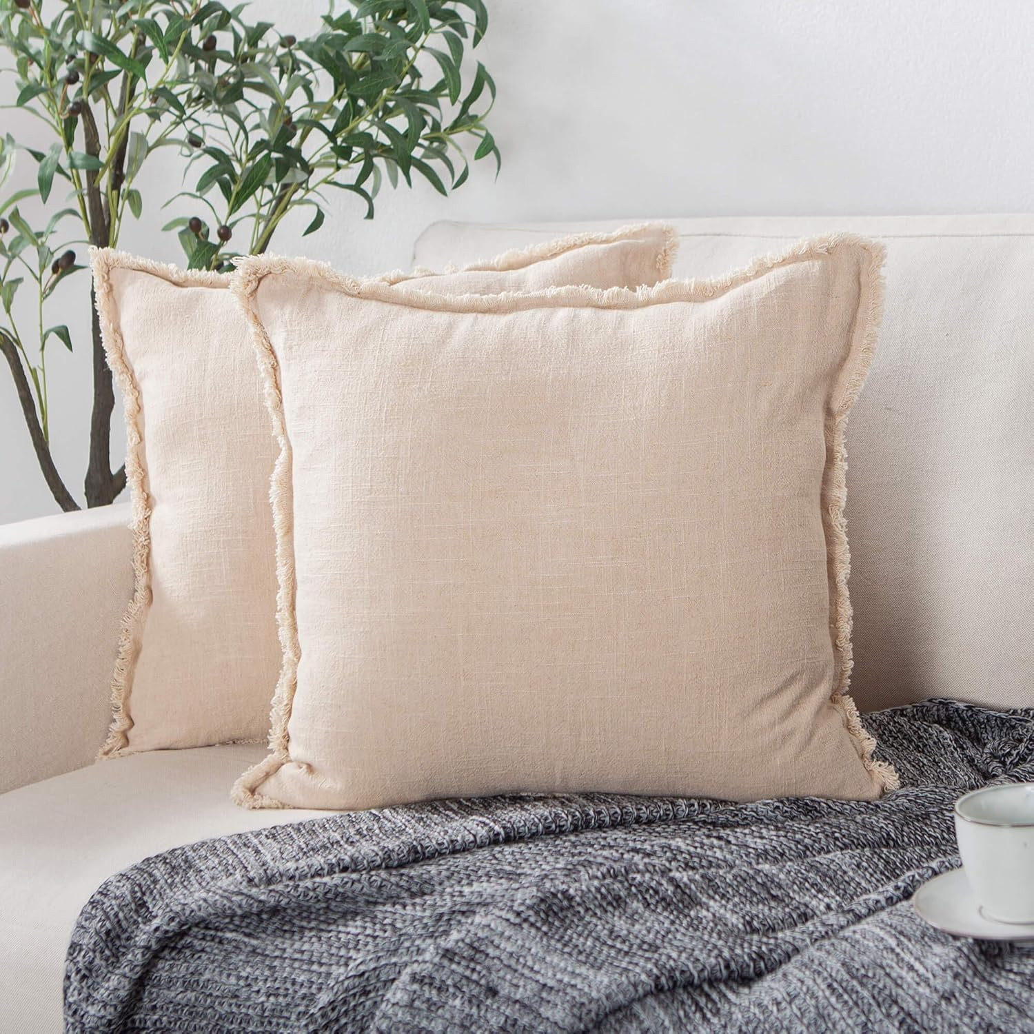 ATLINIA Decor Throw Pillow Cover - Decorative Farmhouse 20x20 Pillows Cover Linen Boho Cushion Co... | Amazon (US)