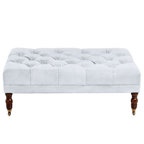 Anna Cocktail Ottoman, Inside Out Ticking Stripe | One Kings Lane