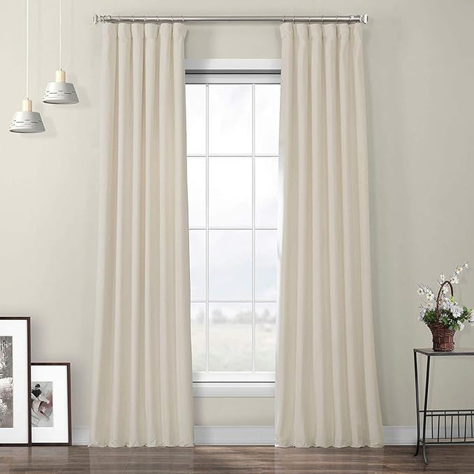 HPD Half Price Drapes VPYC-198593-108 Heritage Plush Velvet Curtain (1 Panel), 50 X 108, Au Lait ... | Amazon (US)
