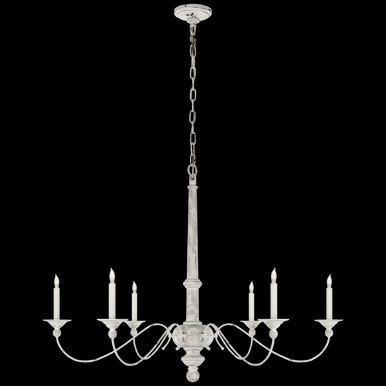 Country Chandelier, 6-Light, Belgian White, 41""W (S 5212BW 2G12L) | Lighting Reimagined