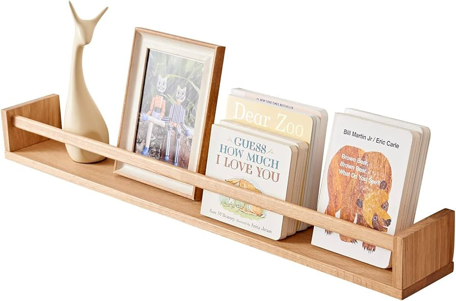 Floating Shelves, Oak Nursery Floating Shelves for Wall Mounted, Wall Bookshelf for Kids,Hanging ... | Amazon (US)