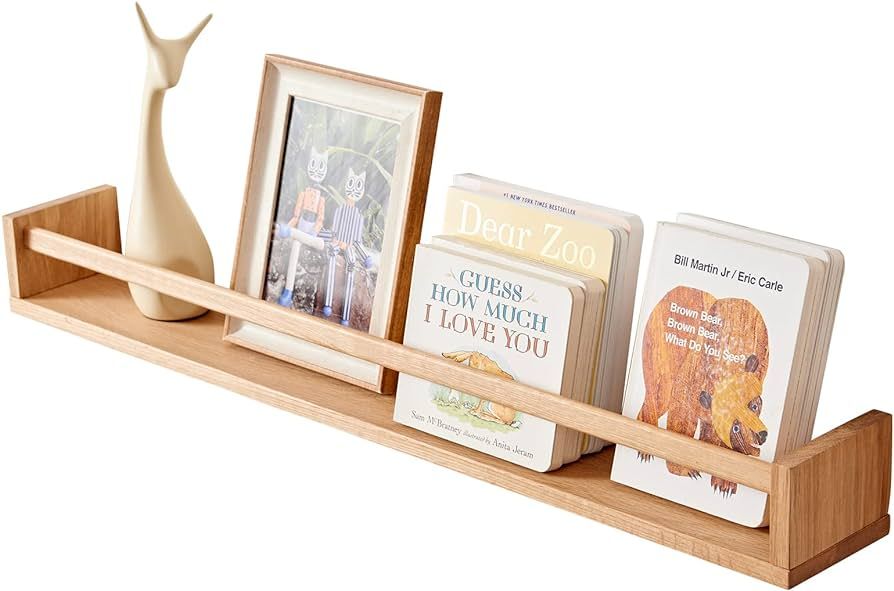 Floating Shelves, Oak Nursery Floating Shelves for Wall Mounted, Wall Bookshelf for Kids,Hanging ... | Amazon (US)