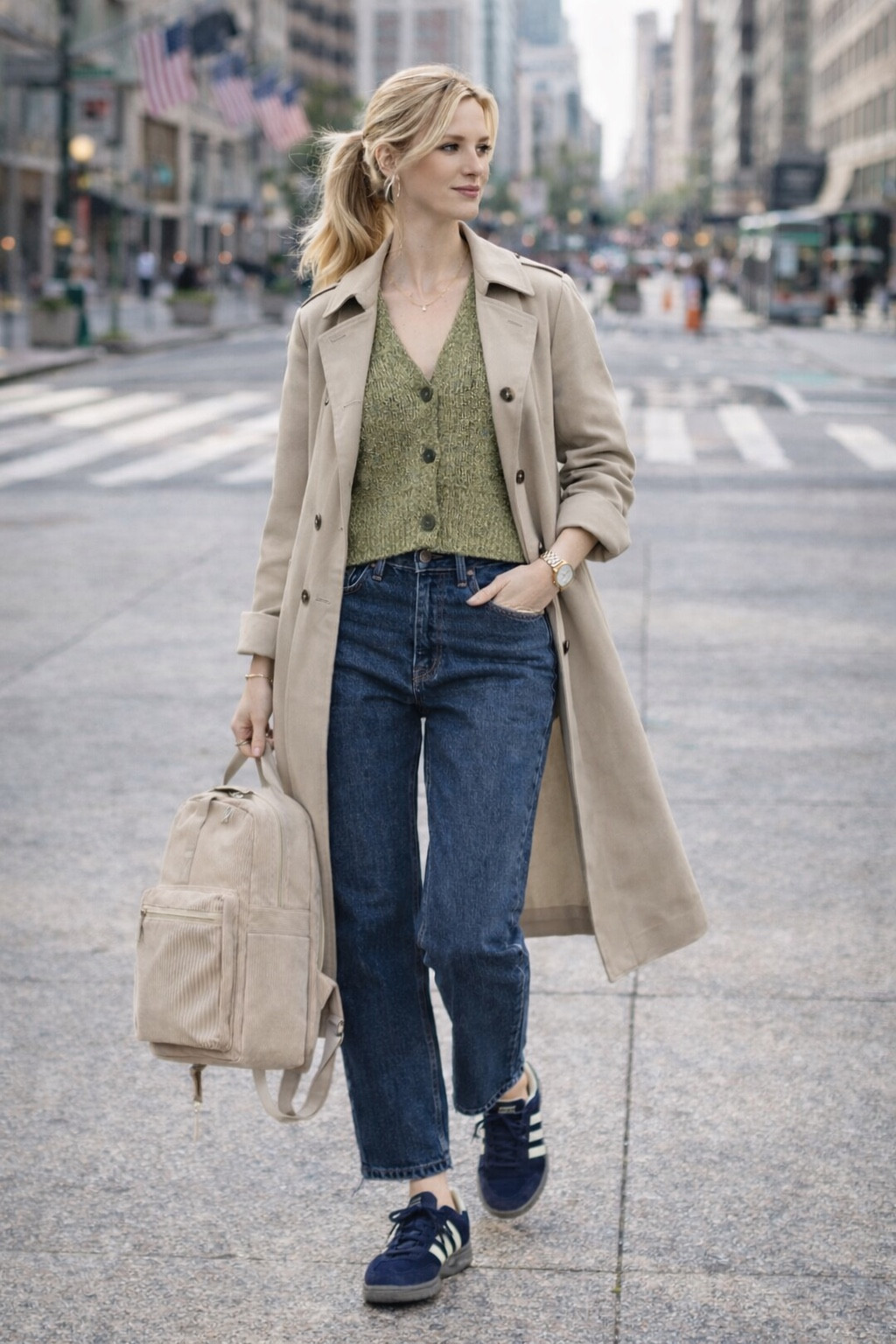 Styling a trench coat in spring with denim jeans sneakers and green cardigan 

#LTKspring #LTKeurope #LTKstyletip
