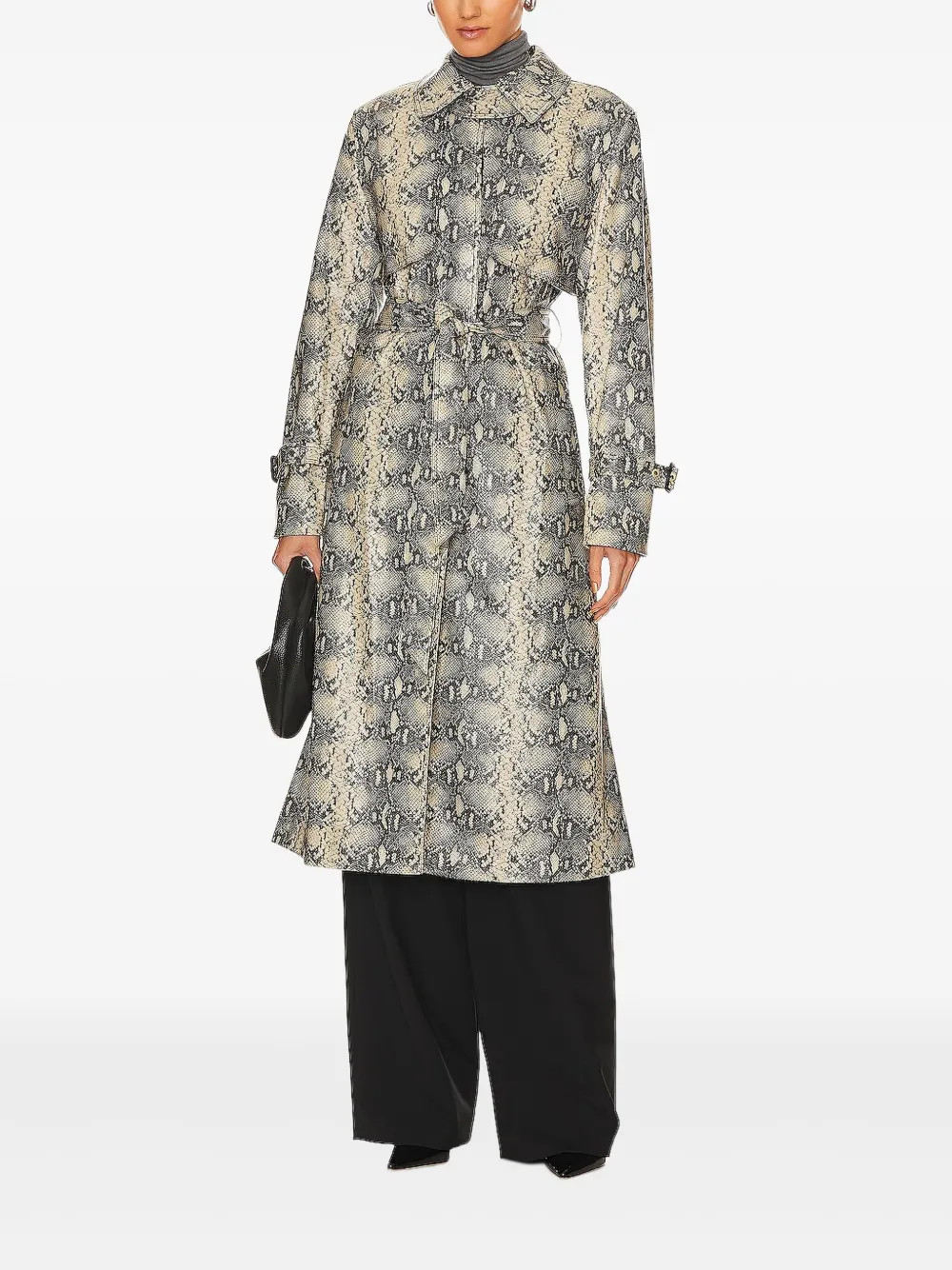 Simkhai python-print Belted Trench Coat | Grey | FARFETCH UK | Farfetch Global