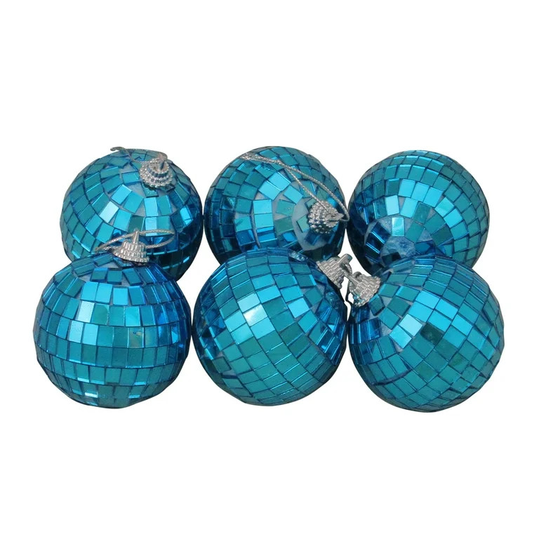 Pack of 6 Blue Mirrored Glass Disco Christmas Ball Ornaments 2.5" (60mm) | Walmart (US)
