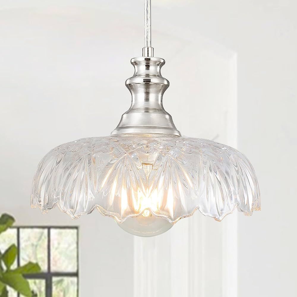 Vintage Pendant Light Fixtures Glass Pendant Lighting Fixture Modern Chrome Hanging Lamp for Kitc... | Amazon (US)