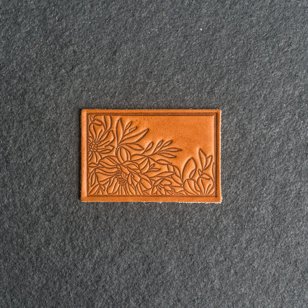 Floral Leather Patch Velcro Option 3 X 2 Rectangle Flower Design Patch for Backpacks, and More Fa... | Etsy (US)
