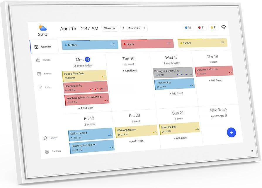 Digital Calendar, 15.6inch Smart WiFi Digital Calendar&Chore Chart, 1920 * 1080 IPS Touch Screen ... | Amazon (US)