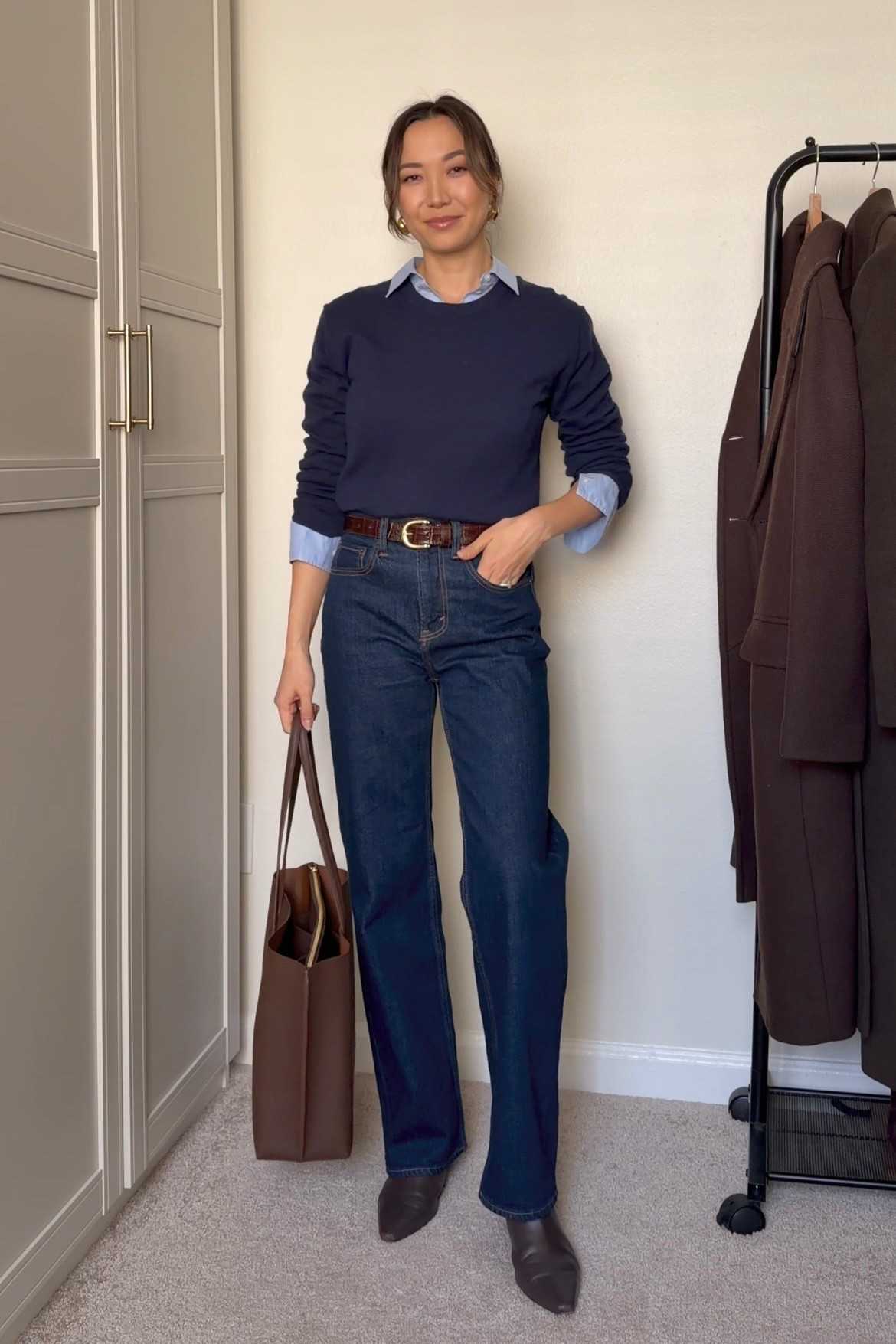 Fall work outfit with Abercrombie jeans 

Wearing the relaxed jeans in reg length (I’m 5’4”) 

Workwear / office outfit / classic style

#LTKSaleAlert #LTKWorkwear #LTKootd