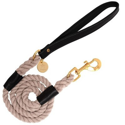 PoisePup - Luxury Pet Dog Leash - Soft Premium Italian Leather and 100% Natural Cotton Rope Leash - Dark Knight | Target