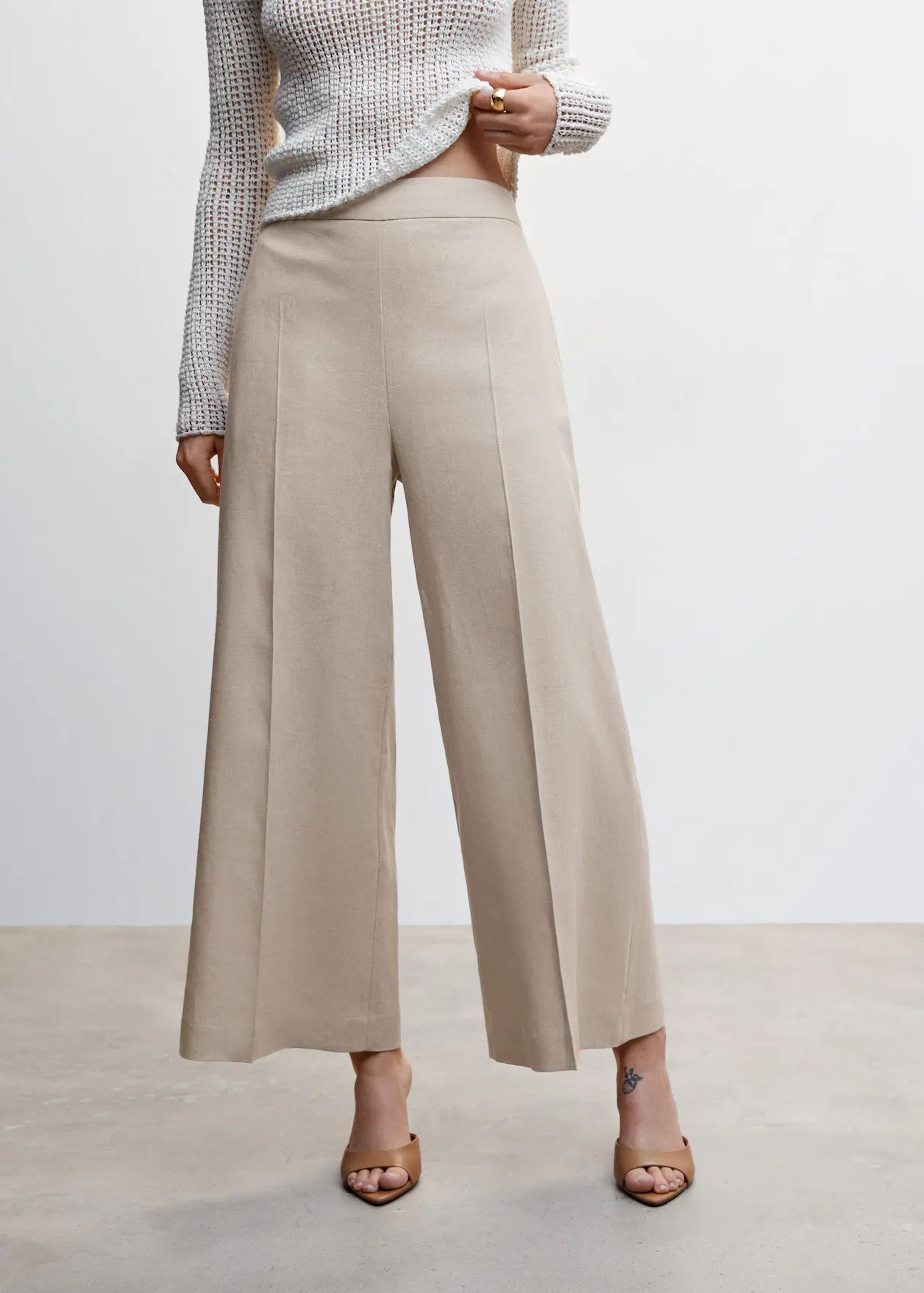 100% linen culotte pants  -  Women | Mango USA | MANGO (US)