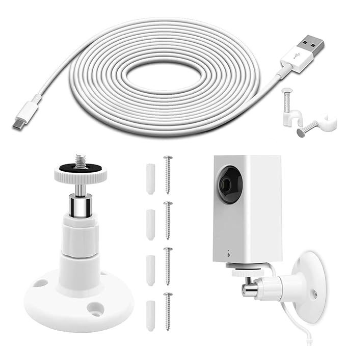 Wall Mount for Wyze Cam Pan Security Camera with 26FT Charging Cable, Wyze Cam Pan Mounting Kit I... | Amazon (US)