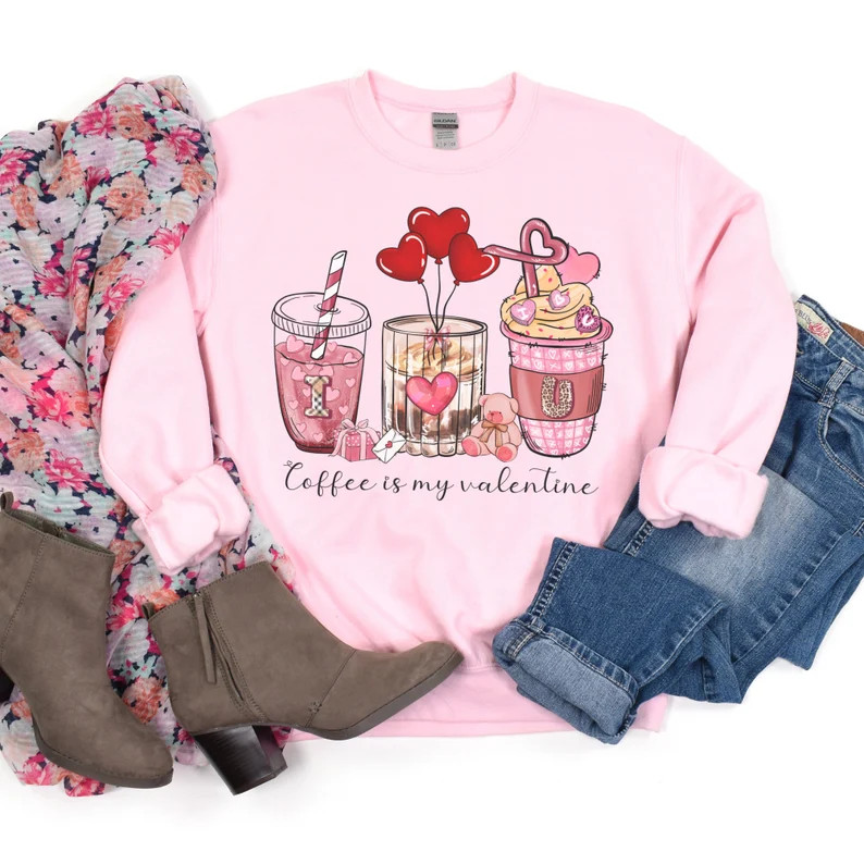 Funny Valentine Iced Coffee Sweatshirt Coffee Lover - Etsy | Etsy (US)