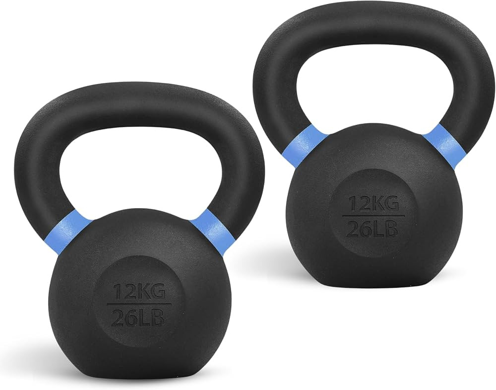 Yes4All Powder Coated Cast Iron Kettlebell Strength Training Kettlebells Weight Set for Full Body... | Amazon (US)