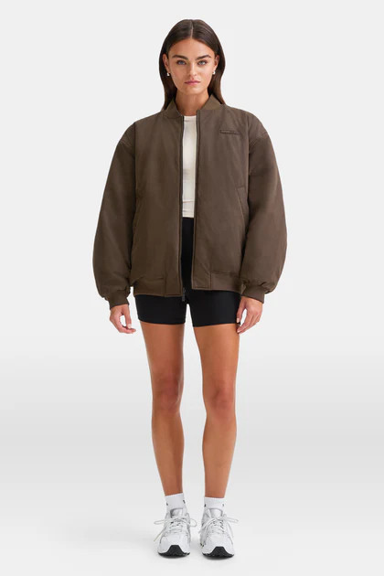 REVERSIBLE OVERSIZED BOMBER JACKET - BLACK AND ESPRESSO | TALA (UK)