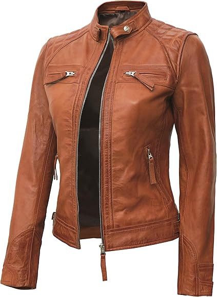 Decrum Real Women's Leather Jacket - Café Racer Motorcycle Style Genuine Leather Jackets Fashion... | Amazon (US)