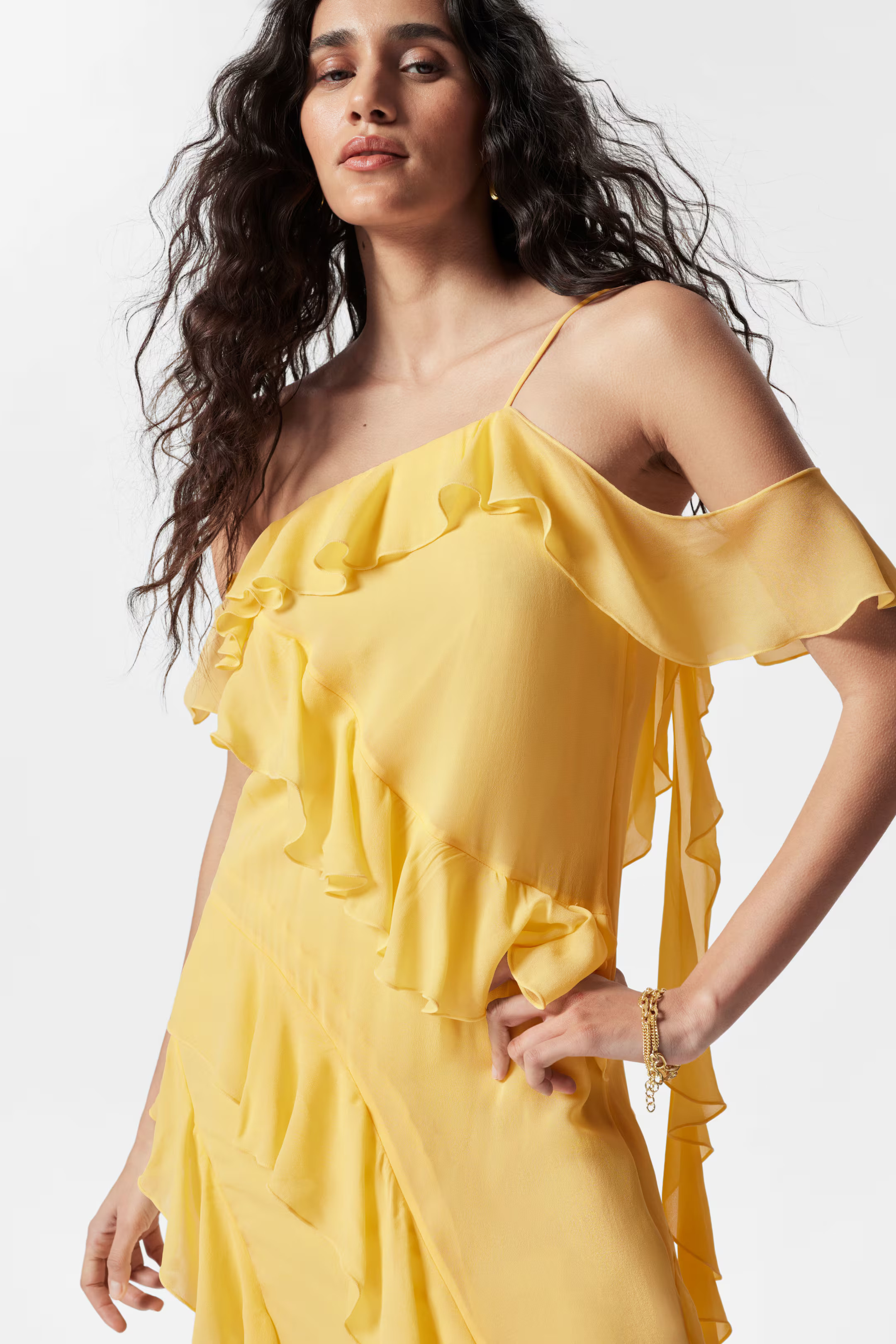 Ruffle Maxi Dress - Yellow - Ladies | H&M GB | H&M (UK, MY, IN, SG, PH, TW, HK)