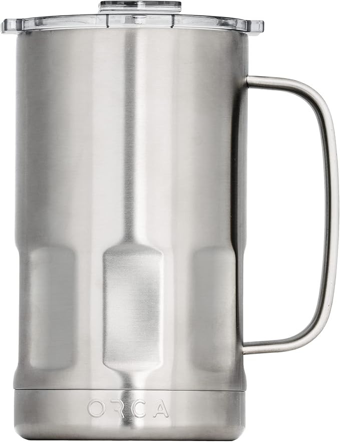 ORCA 28 oz. Metal Insulated Beer Stein Drink Mug Tumbler with Handle and Lid; Keeps Drinks Ice Co... | Amazon (US)