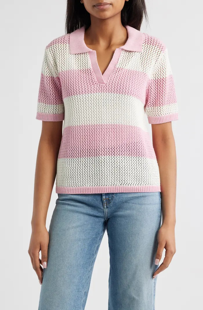 Skye Stripe Crochet Polo | Nordstrom Rack