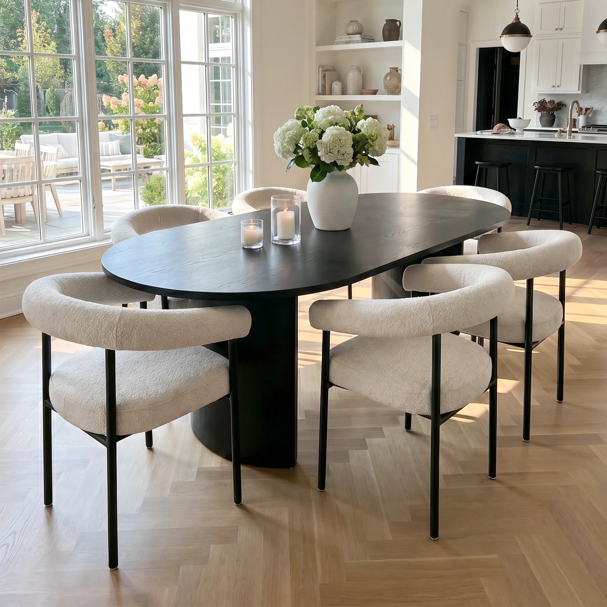 New York Modern Boucle Upholstered Dining Chair (Set of 6) | Pop Maison