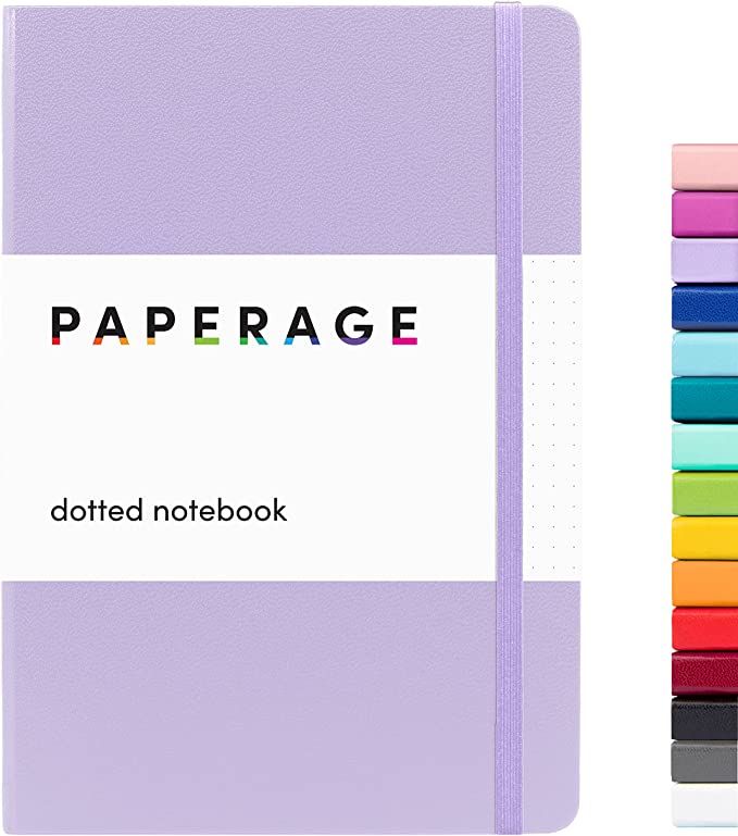 PAPERAGE Dotted Journal Notebook, (Lavender), 160 Pages, Medium 5.7 inches x 8 inches - 100 GSM T... | Amazon (US)
