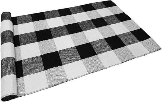 Levinis Buffalo Checkered Kitchen Runner Rug 100% Cotton Rugs Black/White Plaid Floor Rug for Por... | Amazon (US)