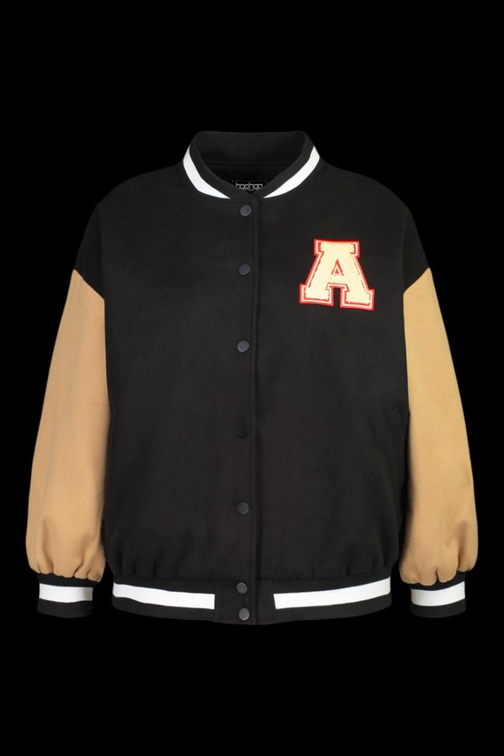 Melton College-Jacke in Übergröße mit Kontrastärmeln | Boohoo.com (DE)