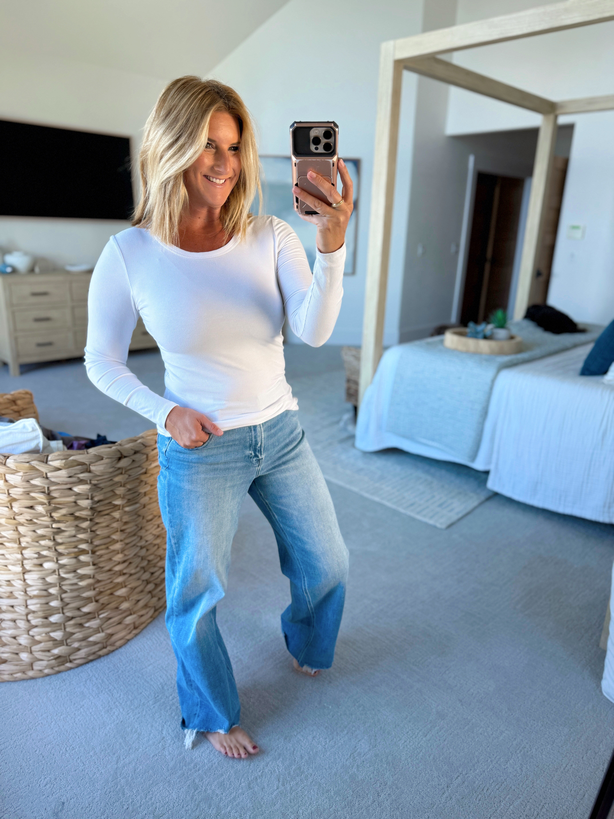 The BEST long sleeve tee from Amazon! True to size, wearing in medium!   

 #LTKSaleAlert #LTKFindsUnder50