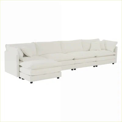 Sectional Sofas | Modern Solid Wood U Shaped 5-Seater Modular Couch for Living Room, with Ottoman | White | Wayfair North America
