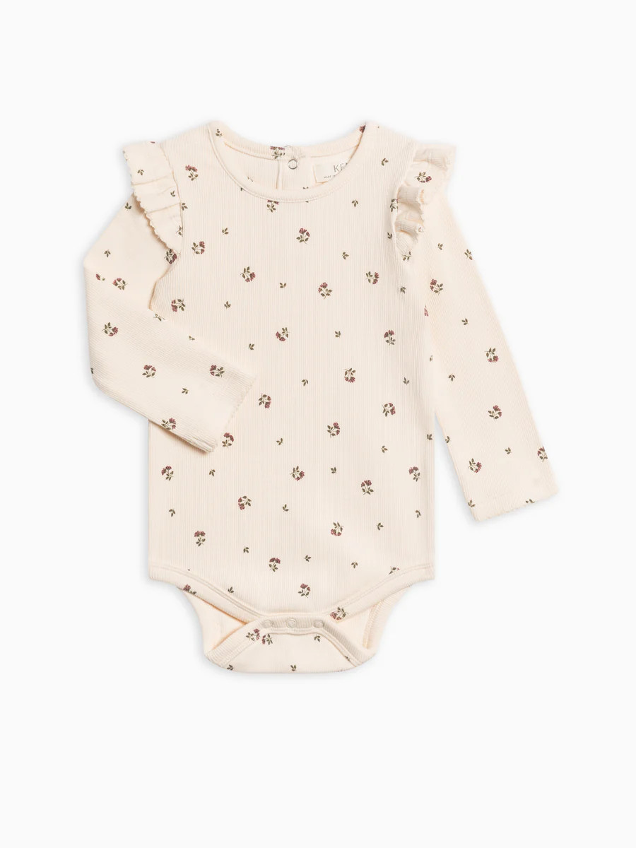 Leza Ribbed Ruffle Long Sleeve Bodysuit | Colored Organics