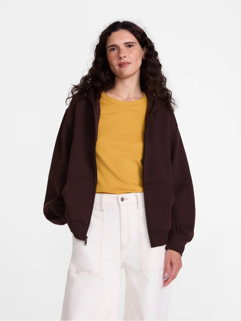 Scenario Women's and Women's Plus Zip Front Fleece Hoodie Jacket, Sizes XS-4X | Walmart (US)