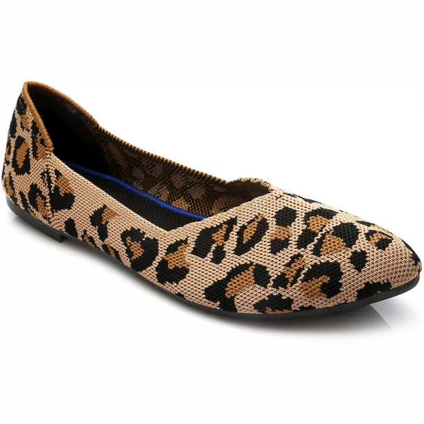 Women's Fashion Ballet Pointy Toe Flats Mesh Slip-On Shoes Casual Comfortable Shoes(Leopard,US6) | Walmart (US)