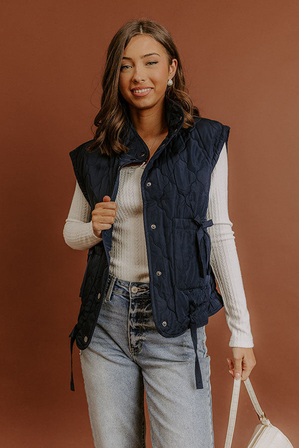 Cabin Mornings Quilted Vest in Navy | Impressions Online Boutique