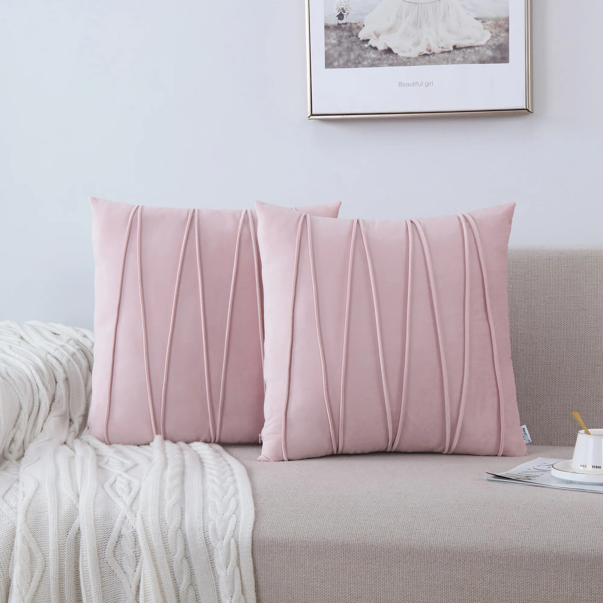 Pleated Square Polyester Velvet Pillow Cover (Set of 2) | Wayfair North America