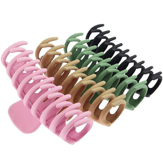 TOCESS Big Hair Claw Clips 4 Inch Nonslip Large Claw Clip for Women and Girls Thin Hair, Strong H... | Amazon (US)