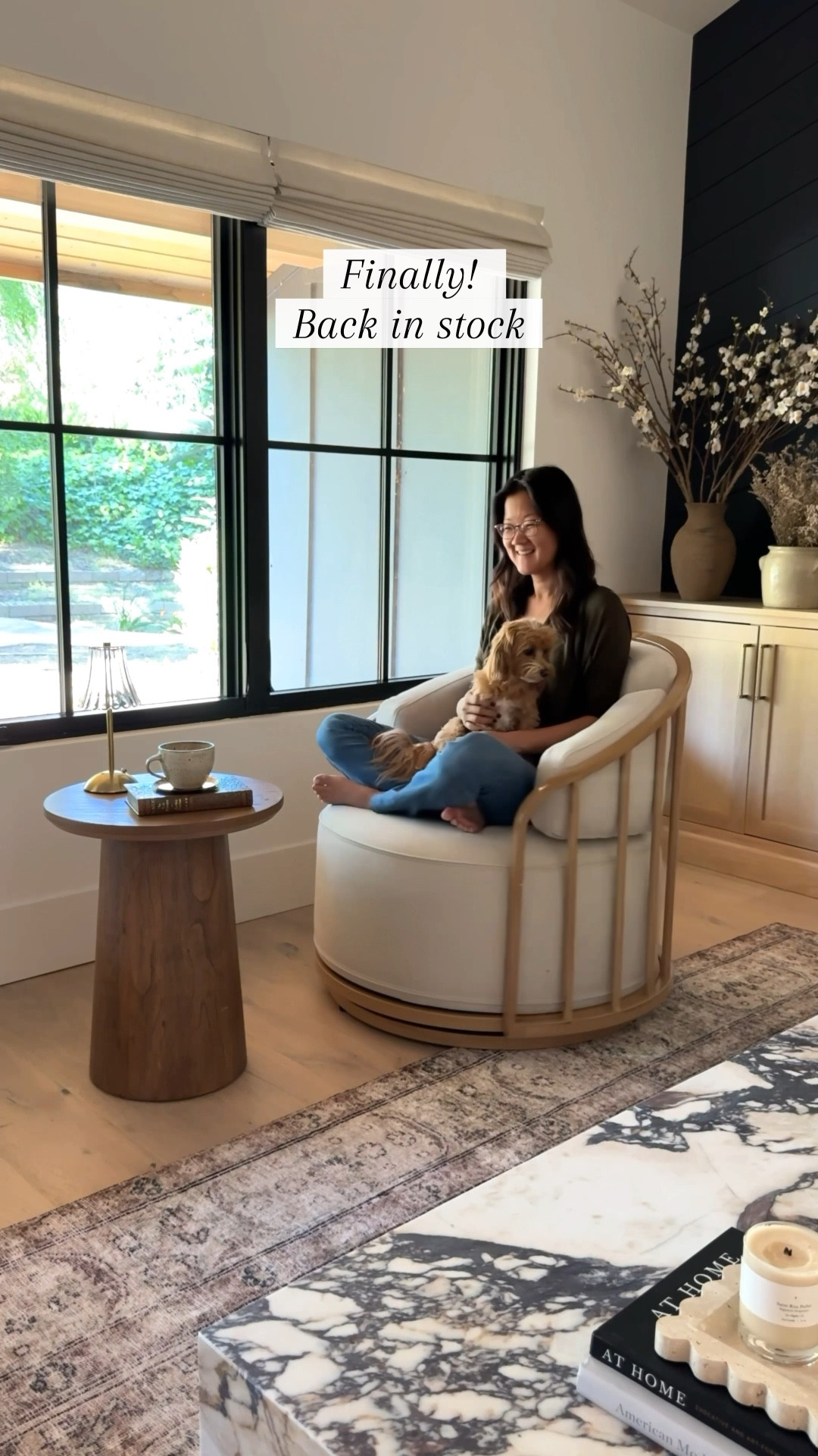 This sold out so fast last time! Cant believe the quality and how beautiful this Walmart chair is! Such a designer look for less. The spinning me mechanism is so smooth. Love a designer look for less look.  

coffee table books, marble side table black chandelier pillow accent table upholstered chair branches faux floral fake flowers brass hardware brass pulls  eternity modern vintage rug shop travertine tray Walmart target Accent chair Living room decor, coffee table, marble stone coffee table, barrel accent chair, vase, vintage vase, fireplace

#LTKsalealert #LTKfindsunder50 #LTKhome