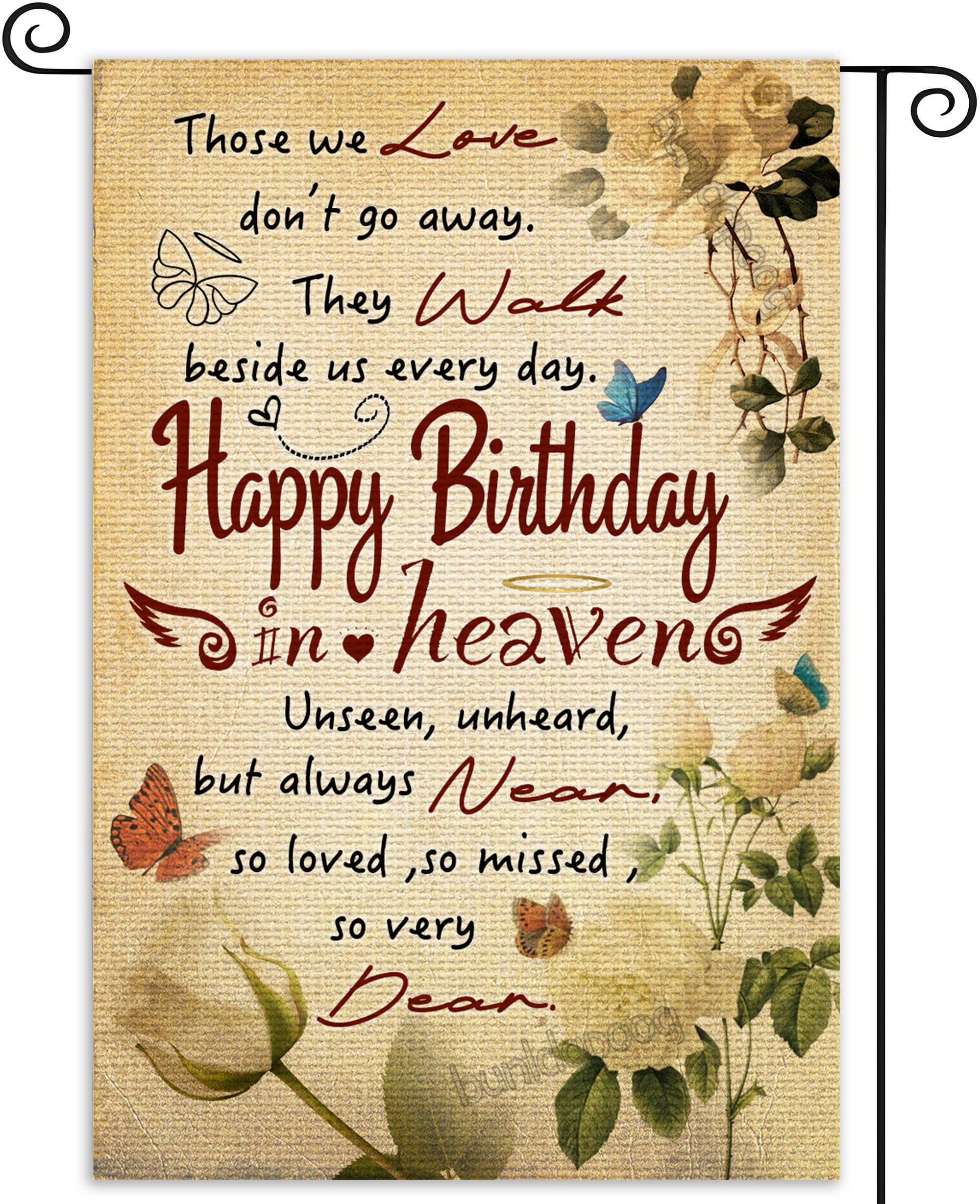 Happy Birthday in Heaven Banner Funeral Memorial Flags Cemetery Funeral Sign Memorial Garden Flags | Amazon (US)